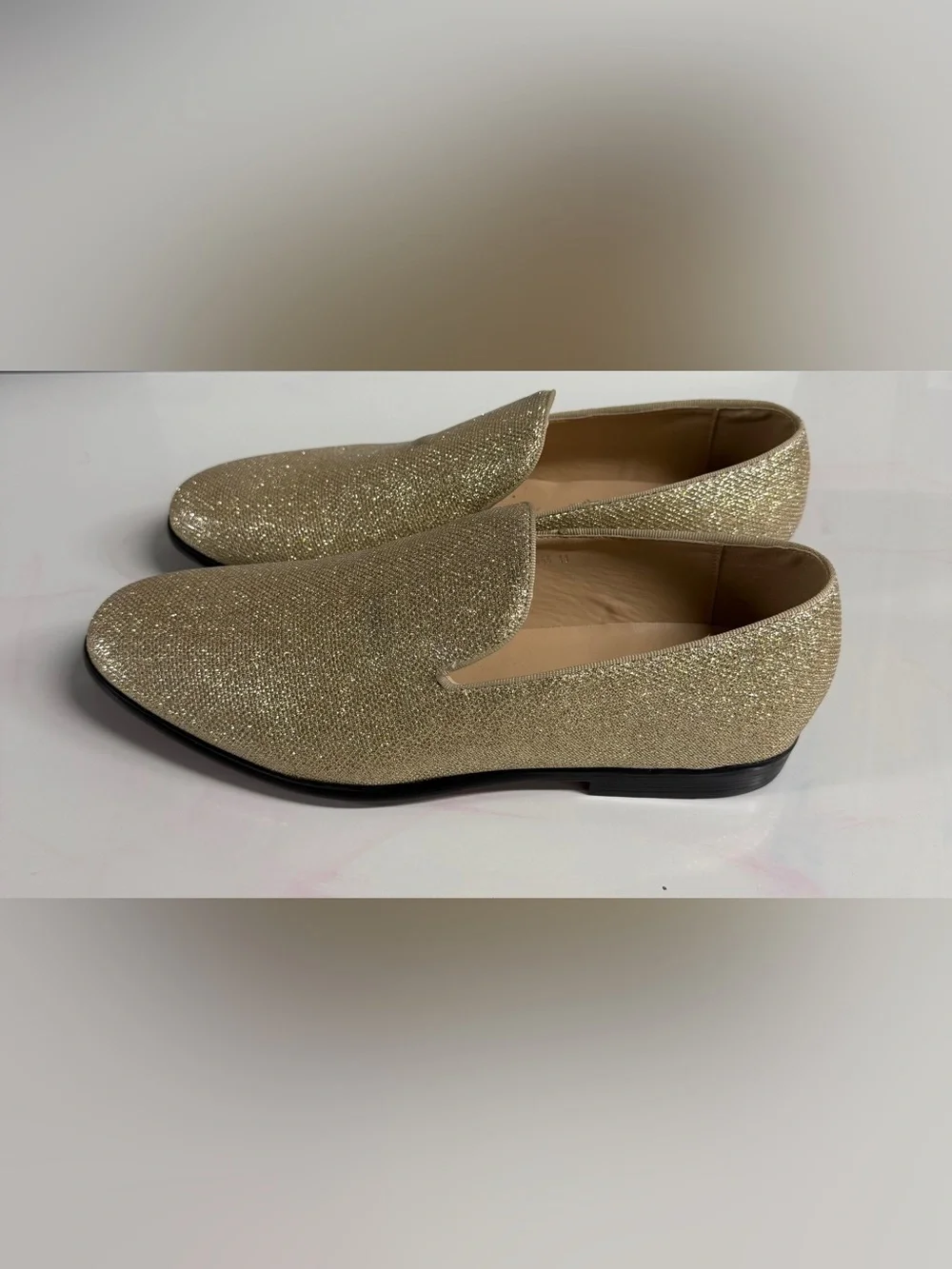 Sparkle Gold Sequins Men’s Slip-On Loafers